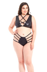 2 Pc Strappy Pleather Bra Set - GL34041X by Glitter